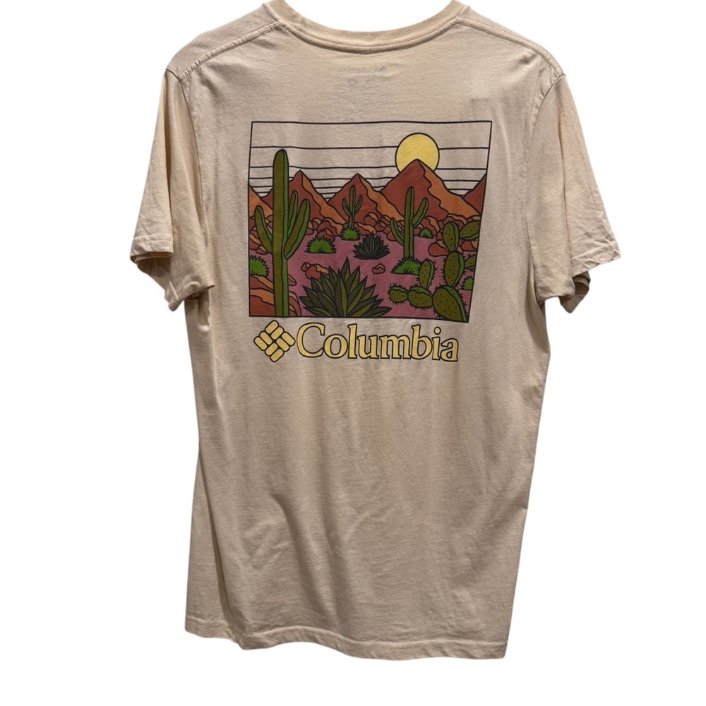 Columbia T-Shirt Mens Rib Knit Crewneck Graphic Logo Saguaro Size Medium - Picture 2 of 6